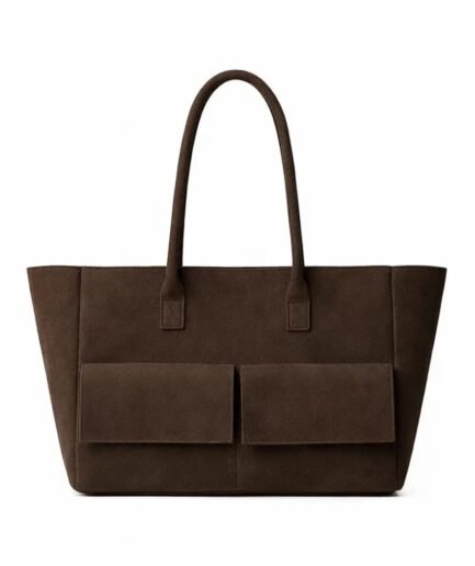 chocolate brown suede Tote Bag